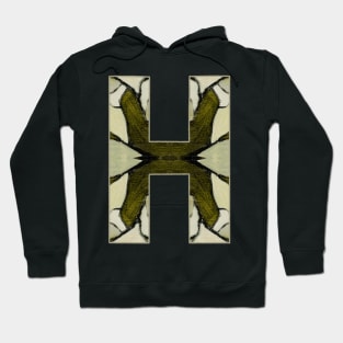 Letter H Monogram Initial Olive Green Pearl White Aesthetic Abstract Pattern Painting On Canvas Hoodie